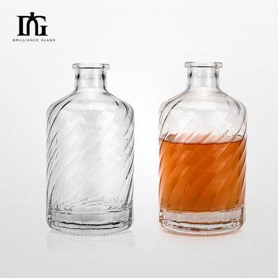 Collare di vetro inciso Bottiglia di vodka da 500 ml con fondo spessa e design personalizzato