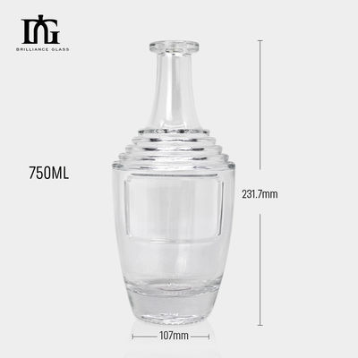 Bottiglia di liquore di 750 ml vuota in vetro con sigillo a sughero e logo del cliente accettabile