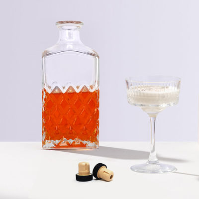 Collare di vetro di lusso cristallo libero di piombo bicchieri di whisky decanter set con tenuta di sughero