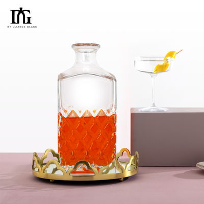 Collare di vetro di lusso cristallo libero di piombo bicchieri di whisky decanter set con tenuta di sughero