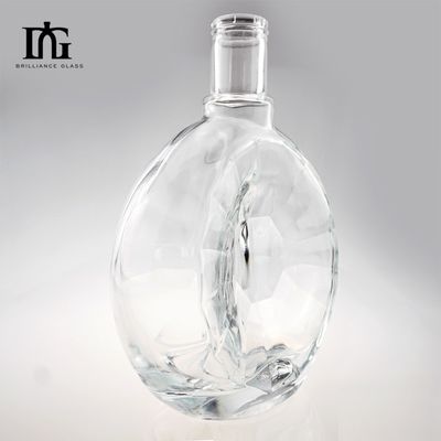 Custom 700Ml Round Flint Glass Liquor Wine Whisky Vodka Tequila Bottiglia Con Capo di sughero