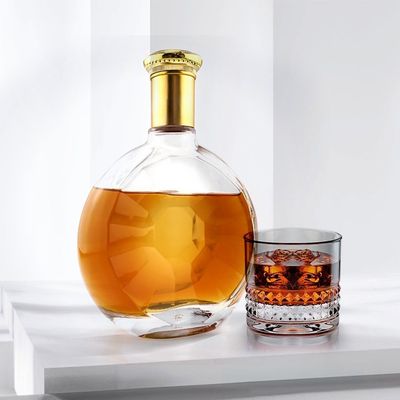 Custom 700Ml Round Flint Glass Liquor Wine Whisky Vodka Tequila Bottiglia Con Capo di sughero