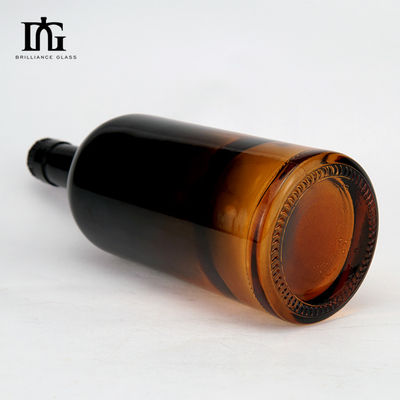 Bottiglia di vetro verde oliva di 700 ml con coperchio di sughero di legno e incisione personalizzata
