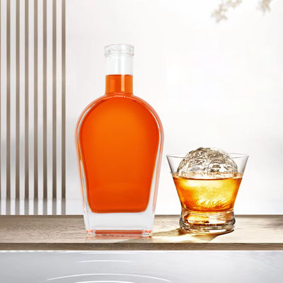 Whisky Liquor Gin Rum Vodka Bottiglia di vetro con tappo di vetro 450ml 700ml 750ml Materiale del colletto