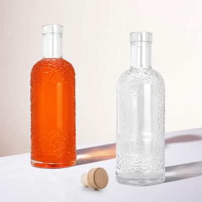 Acid Etch Surface Handling Glass Bottle for Beverages 750 ml Capacità e trasparente