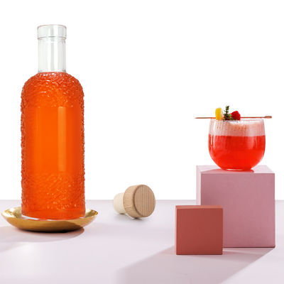 Acid Etch Surface Handling Glass Bottle for Beverages 750 ml Capacità e trasparente