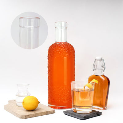 Acid Etch Surface Handling Glass Bottle for Beverages 750 ml Capacità e trasparente