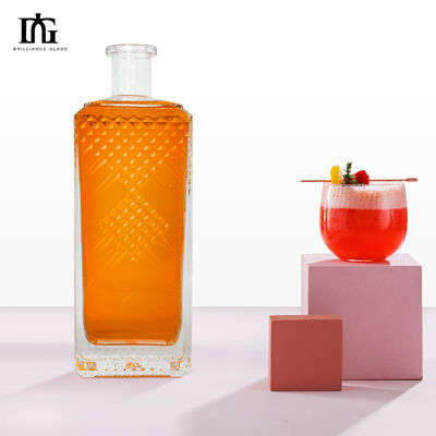 Tipo di sigillamento sughero 700ml 375ml 500ml bottiglia di vetro per whisky liquore vodka quadrata