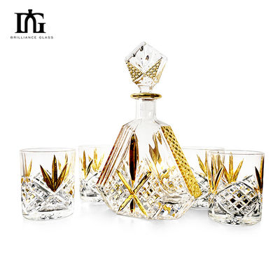 Decanter per whisky a cristallo con 2 bicchieri di whisky antiquati