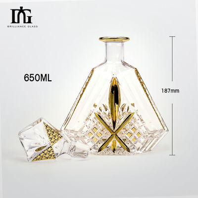 Decanter per whisky a cristallo con 2 bicchieri di whisky antiquati