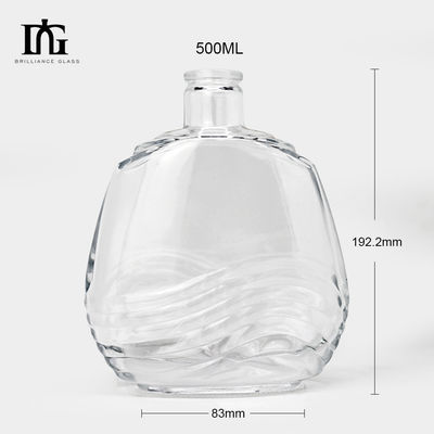 750 ml di bottiglie di cristallo trasparenti rotonde da 700 ml per whisky e brandy TJ008