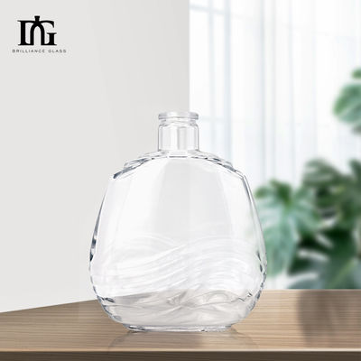 750 ml di bottiglie di cristallo trasparenti rotonde da 700 ml per whisky e brandy TJ008